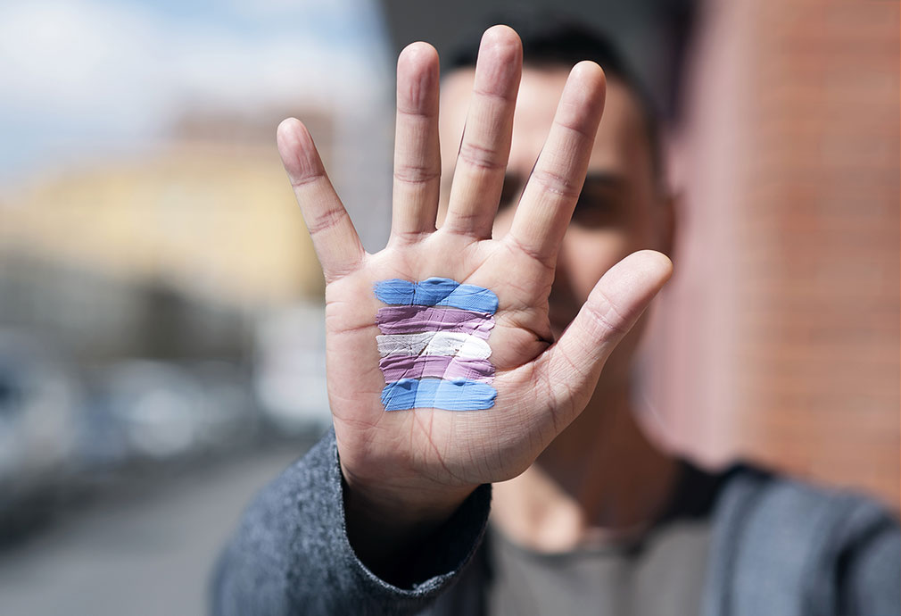 Trans flag on hand